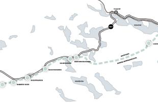 Kart over "bispevegen" over Hardangervidda